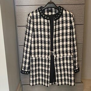 Alice + Olivia Black and White Checkered Blazer